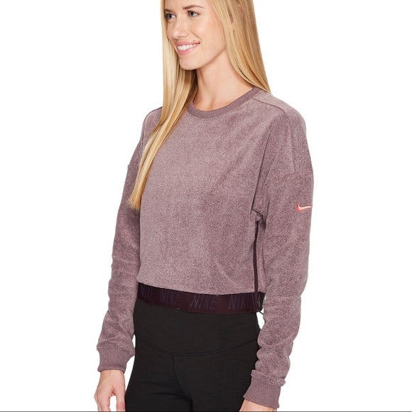 Nike Crew Neck Crop Training Top Zipper Sweater - Picture 3 of 4